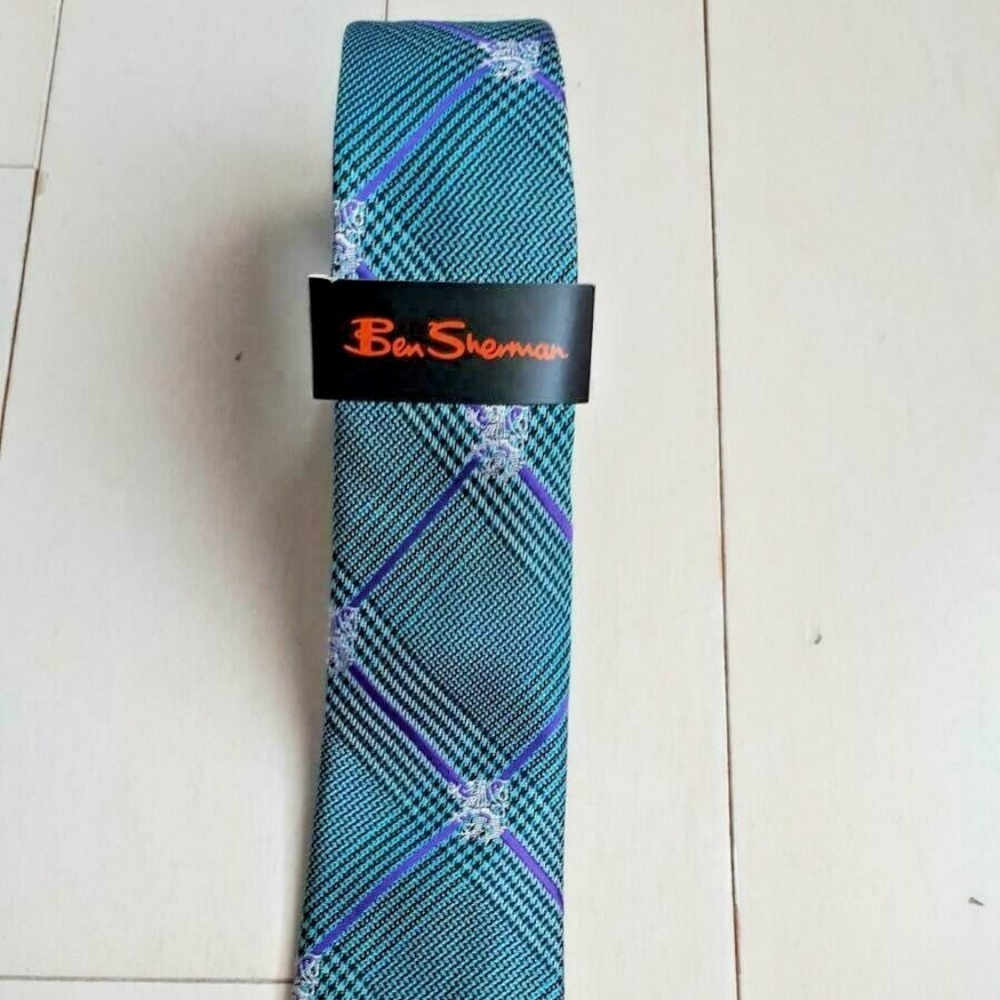 Ben Sherman Men's Tie Turquoise / Purple